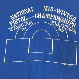 Vintage 80's t-shirt Screens Stars XL Blue Pistol Shooting Championships Tampa